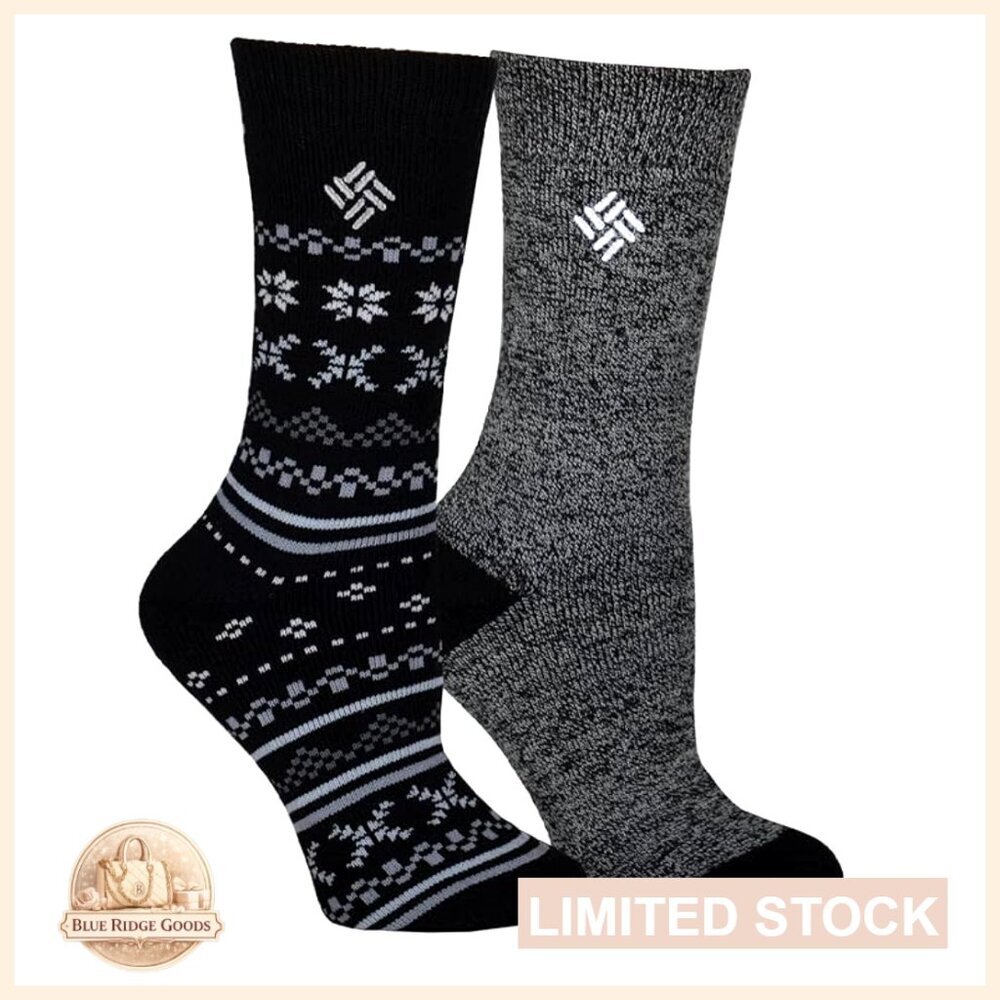 Fleece Lined Thermal Crew Socks Cozy Warm Two Pack Minimal Chic Casual Wear